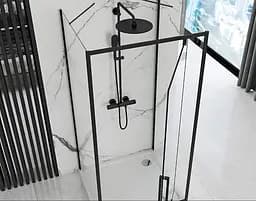 Душова кабіна Rea Rapid Swing 90x90 black REA-KPL-009953, Чорний матовий, Універсальна, прозрачний, Чорний матовий - мініатюра 4