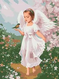 Картина по номерам на подрамнике Brushme Ангелочек с птичкой