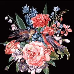 Набор для росписи по номерам Strateg Винтажная цветочная акварель на черном фоне 40х40 см (AV4040-25)