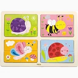 Набор деревянных пазлов Viga Toys Насекомые 4 в 1, 16 элементов (50189)
