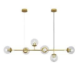 Люстра стельова Levistella 7529802-6 GD+CL, E27, 6 плафонів, прозоре скло, золото, сучасний стиль для дому