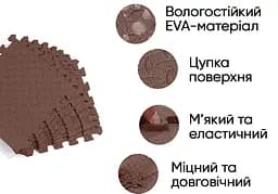 Татамі мат EasyFit 8 шт (30х30х1 см) хвіст ластівки коричневий - мініатюра 2