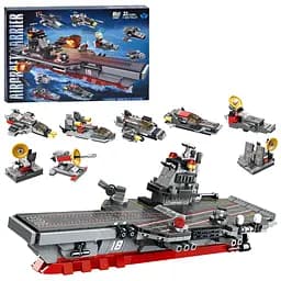 Конструктор детский "Военный транспорт" 8в1, авианосец 22,4 см, 617 деталей BB012E