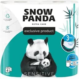 Трехслойная туалетная бумага Снежная Панда Sensitive Super Long 4 рулона