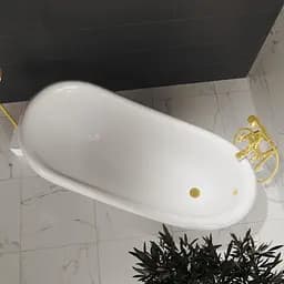 Ванна окремостояча глянцева Amidicon Symphony 167x78 біла з литого каменю золоті ніжки SYMFONIYA_167_g_HL, Білий - мініатюра 3