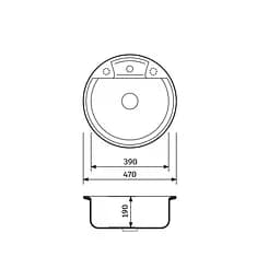 Кухонна мийка Adamant Fine Ø470x190 чорний 84223, Чорний - мініатюра 2