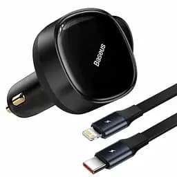Автомобільний зарядний пристрій Baseus Enjoyment Retractable 2-in-1 Car Charger C+L 30W CGTX000001 Black - мініатюра 4