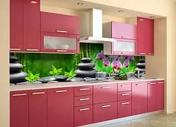 Кухонний фартух Тайський Релакс вінілова наклейка орхідеї каміння свічки Зелений 60х300 см Happy Pocket Z180628 - мініатюра 2