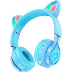 Навушники бездротові Hoco W39 Cat Ear Kids BT Headphones з вушками блакитні 000009095-up