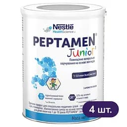 Полноценное энтеральное питание на основе пептидов Peptamen Junior с ароматом ванили для детей от 1 до 10 лет 1.6 кг (4 шт. х 400 г)