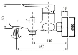 Змішувач для ванни з коротким зливом Koer KB-40028-07 KR5308 Графіт - мініатюра 3