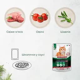 Вологий корм для стерилізованих котів Morando Tradizioni Sterilized беззерновий шматочки у соусі з яловичиною та овочами 85 г - мініатюра 2
