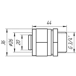 Муфта із зовнішньою різьбою APE 701 L 3/4″x26 000000613 - мініатюра 7