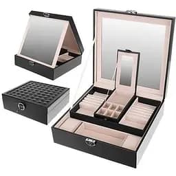 Чорна скринька-органайзер Beautylushh для прикрас 8896