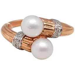 Золотое кольцо с бриллиантами и жемчугом. RP35680K 18.5