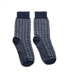 Носки с принтом клетки высокие бесшовные качественные ORGANIC cotton JILL ANTONY Синий, 42-43