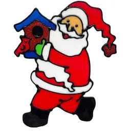 Силиконовая наклейка на стекло "Санта-Клаус с подарком" 13-63-26, 20 х 15 см