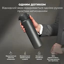 Пляшка для води ION8 металева вакуумна 920 мл Vacuum Insulated Grey (I8TS1000GRY) - мініатюра 2