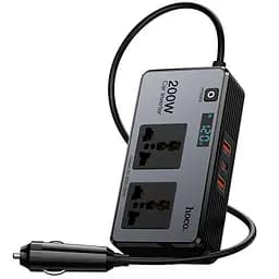 АЗП інвертор Hoco Z66 New PD66W+QC3.0 (2USB-A/1C/2xSocket) (0.5m) Black - мініатюра 5