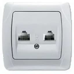 Розетка сетевая Brille RJ11 и RJ45 белая Carmen VI-KO 25.07.0110 (134285)