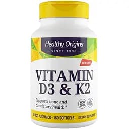 Вітамін D3 та K2 Healthy Origins Vitamin D3 & K2, 180 капсул