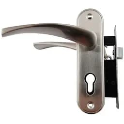 Замок врізний дверний з ручками на планці FZB комплект 50 мм ЕТ-71157 SN