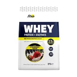 Протеин сывороточный FitWin Whey Protein + Enzymes Strawberry Cream 900 г