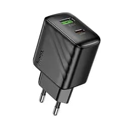 Блок живлення Hoco CS25a 25W зарядний пристрій адаптер 2 порти USB-C + USB-A чорний - мініатюра 4