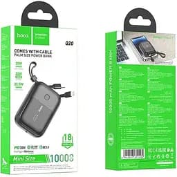 Павербанк Hoco Q20 Fountain 22.5W+PD22W 10000 mAh Black - мініатюра 4