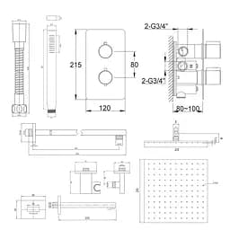 Душова система Kohlman Experience 20 chrome з термостатом + BOX прихованого монтажу KPL-QW433EQ20, Хром - мініатюра 2