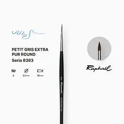 Пензель білка кругла Raphael Petit Gris Extra Pur, №2, професійний, коротка ручка - мініатюра 2