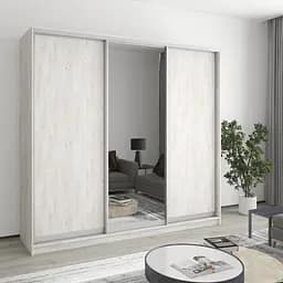 Шкаф-купе трехдверный MebelStar Стандарт AL 2ДСП/Зеркало 220x45x210 см Аляска серый (MBS-2954)