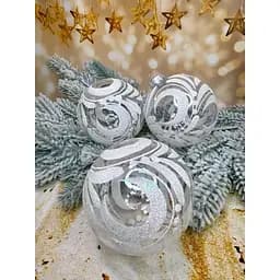 Набір куль Розпис 100 мм 6 шт із витонченим орнаментом Прозорий