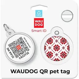 Адресник для собак і котів Waudog Smart ID з QR паспортом Вишиванка 30 мм - мініатюра 5