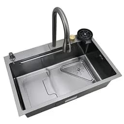 Кухонна мийка Mixxus Premium MH7246-SET-01 Nano-Black із вбудованим змішувачем MX1696, Графит