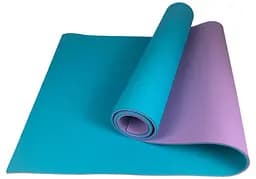 Коврик для йоги и фитнеса EasyFit TPE+TC 6 мм двухслойный мятный-фиолетовый (EF-1924-M/V)
