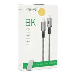 Кабель VEGGIEG V-U409, Type-C(Male) to Type-C(Male) PD cable, 240 Вт, струм 5 А, 40Gbps, Gray, довжина 1м, Box - мініатюра 3
