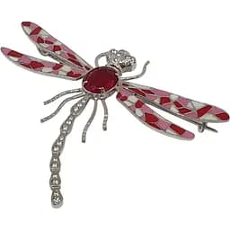Срібна брошка Vegas Бабка з фіанітами та емаллю. 70001Р Червоний