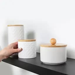 Ємність для зберігання МВМ My Home, 450 мл, біла (KP-18 S WHITE/WOOD) - мініатюра 3