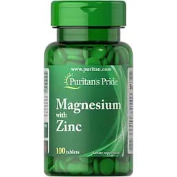 Вітаміни та мінерали Puritan's Pride Magnesium with Zinc, 100 таблеток