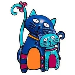 Брошь Котики брошь-булавка синяя