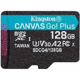 Карта памяти Kingston microSDXC, 128Gb Canvas Go! Plus, Class 10 UHS-I U3 V30 A2, без адаптера, до 200 МБ/с (SDCG4/128GBSP)
