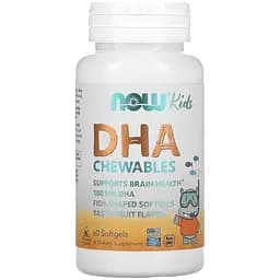 Риб'ячий жир для дітей Now Foods Kid's DHA з фруктовим смаком 100 мг 60 капсул