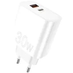 Зарядное устройство WUW C208 1xUSB-C PD30W + 1xUSB QC3.0 18W White (6972573333417)