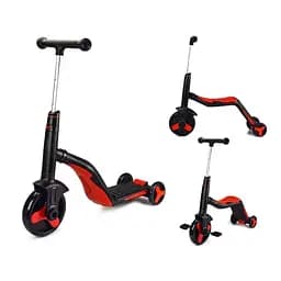 Самокат детский 3-х колесный 3 в1 SC20109 (RL7T) черно-красный, колеса PU 190 мм * 108