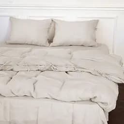 Простирадло на резинці MirSon Linen Jasmine Льон 90х200 см бежево-сіре (2200008269432) - мініатюра 2