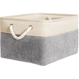 Ящик для зберігання МВМ My Home (MVM) з ручками  20х30х12 см текстильний сіро-бежевий (TH-10 S GRAY/BEIGE)