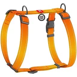 Шлея для собак Waudog Nylon Mono анатомічна H-подібна з QR паспортом світловідбиваюча L 50-90 см помаранчева