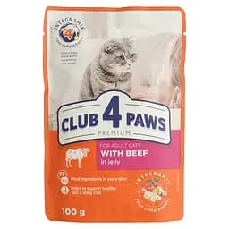 Вологий корм для котів Club 4 Paws Premium яловичина в желе 100 г