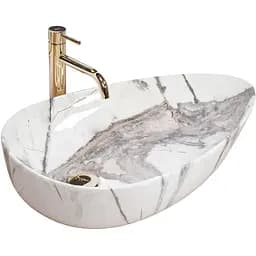 Умивальник Rea Greta 65 Thunder Shiny накладний мармур REA-U6500, Мармур